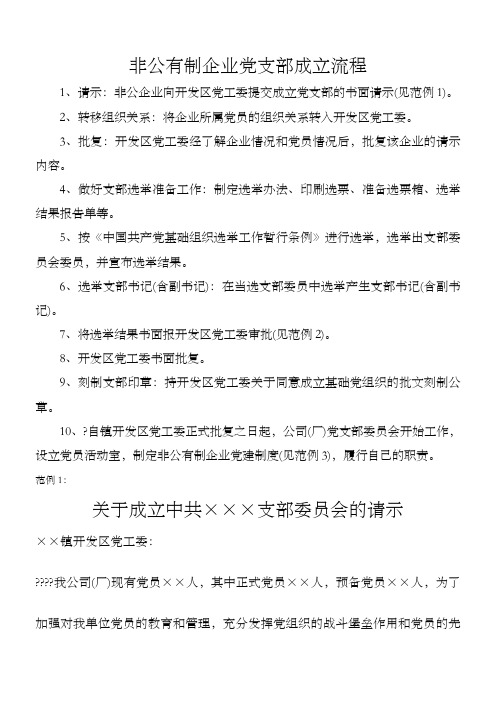 非公企业组建党支部流程