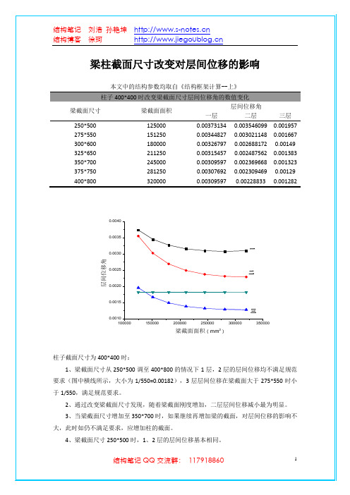 截面变化时结构层间位移变化规律