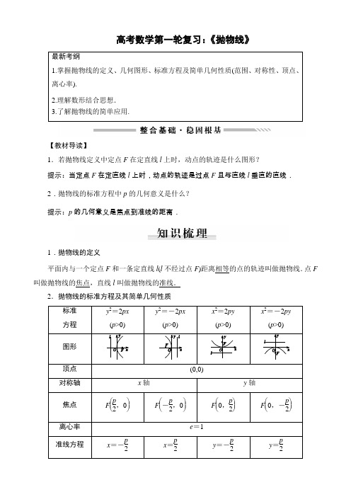 高考数学第一轮复习：《抛物线》