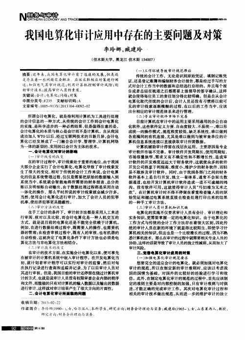 我国电算化审计应用中存在的主要问题及对策