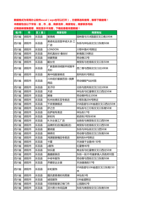 2020新版四川省资阳市乐至县服装工商企业公司商家名录名单黄页联系电话号码地址大全201家