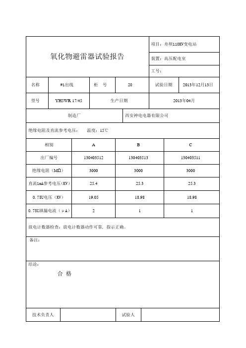 避雷器试验报告