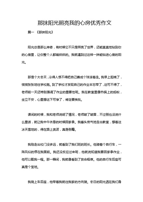 那抹阳光照亮我的心房优秀作文