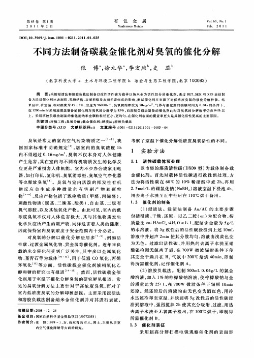 不同方法制备碳载金催化剂对臭氧的催化分解