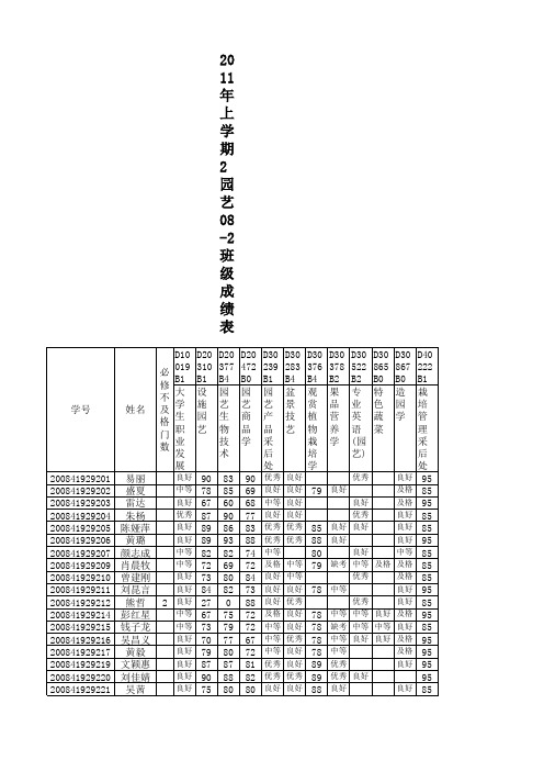 班级成绩表2008级