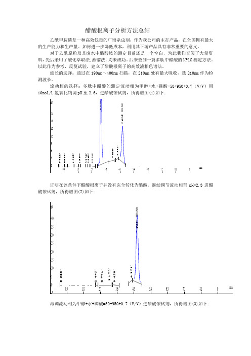 醋酸根离子分析方法总结