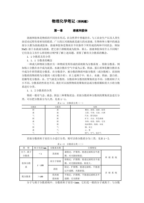 复旦大学物理化学笔记(附例题)