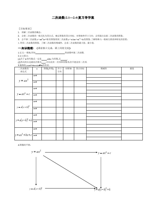 二次函数复习导学案