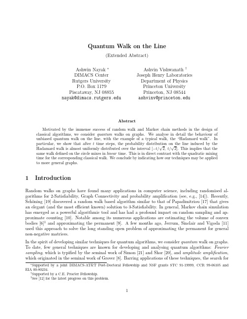 Quantum Walk on the Line (Extended Abstract)