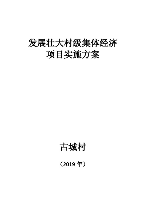 古城村发展壮大村级集体经济项目实施方案