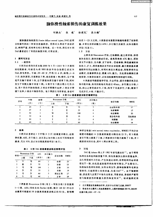 脑弥漫性轴索损伤的康复训练效果
