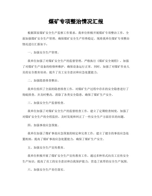 煤矿专项整治情况汇报