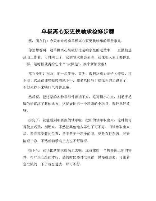 单极离心泵更换轴承检修步骤