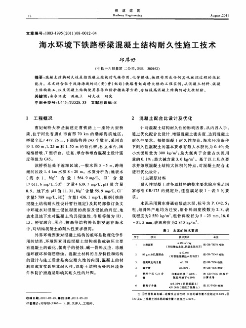 海水环境下铁路桥梁混凝土结构耐久性施工技术