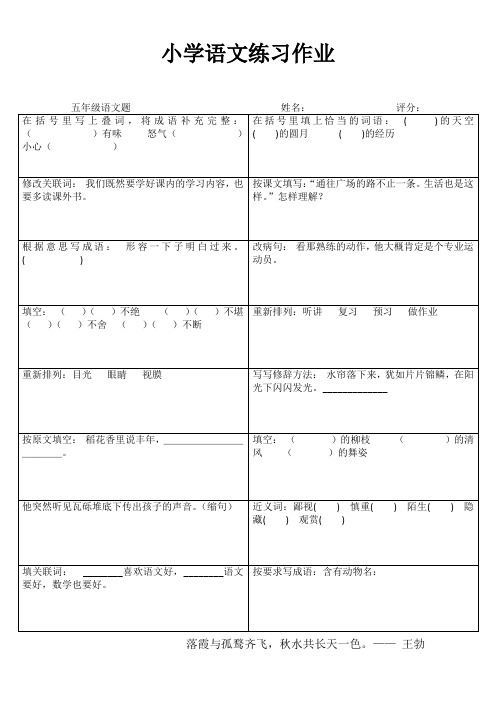 五年级语文课堂拓展精选练习IV (69)