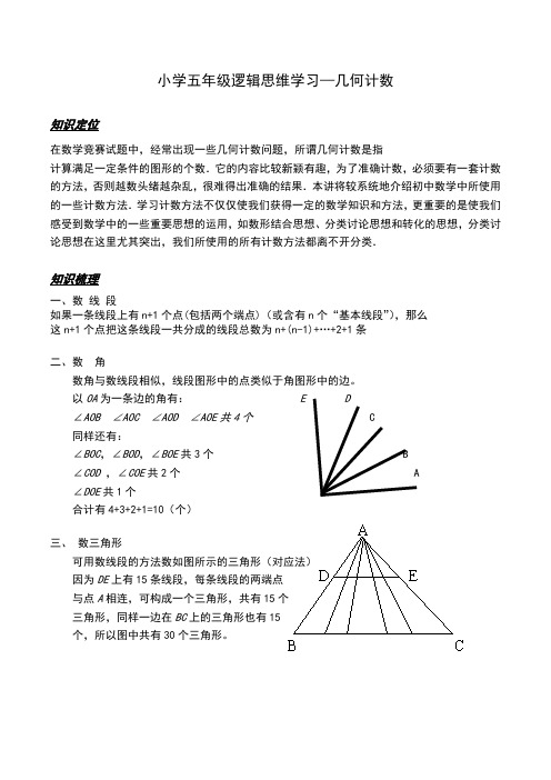 小学五年级逻辑思维学习—几何计数