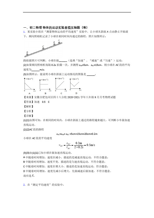 南京师范大学附中树人学校物理物体的运动实验章末训练(Word版 含解析)