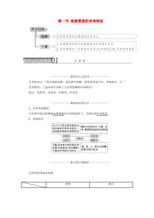 2018_2019学年高中地理第三章旅游景观的欣赏第一节旅游景观的审美特征学案(含解析)新人教版