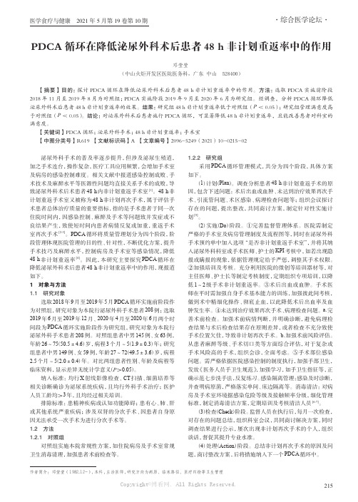 PDCA循环在降低泌尿外科术后患者48 h非计划重返率中的作用