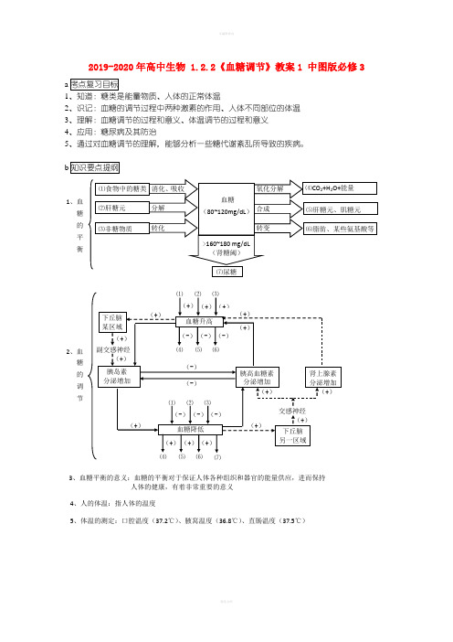 2019-2020年高中生物 1.2.2《血糖调节》教案1 中图版必修3