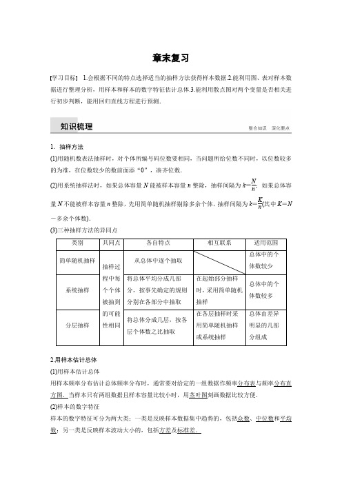 2018-2019数学新学案同步必修三人教B版全国通用版讲义：第二章 统计章末复习 Word版含答案