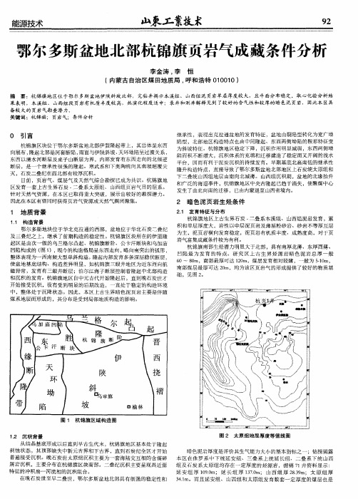 鄂尔多斯盆地北部杭锦旗页岩气成藏条件分析