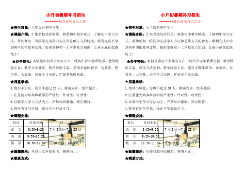 小升初冲刺班_宣传单