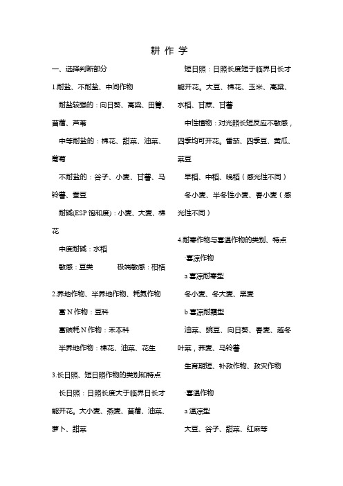 《耕作学》复习重点