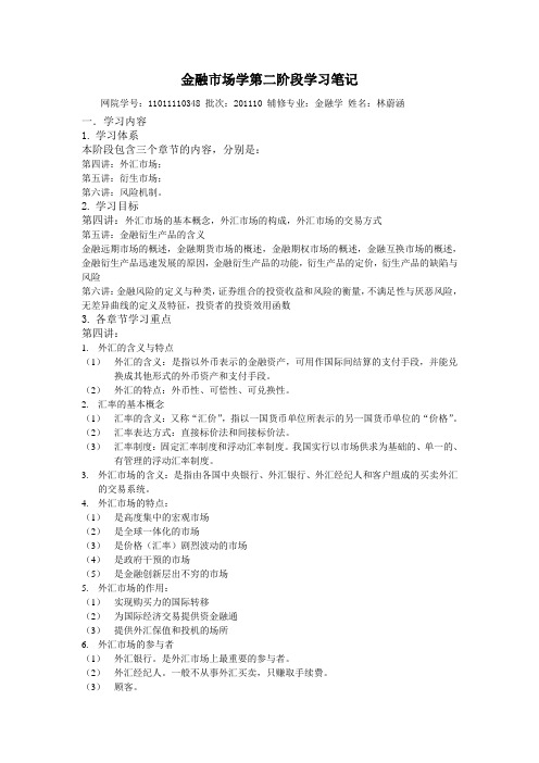 金融市场学第二阶段学习笔记