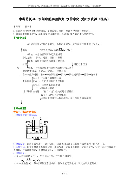 中考总复习:水组成的实验探究 水的净化 爱护水资源(提高) 知识讲解