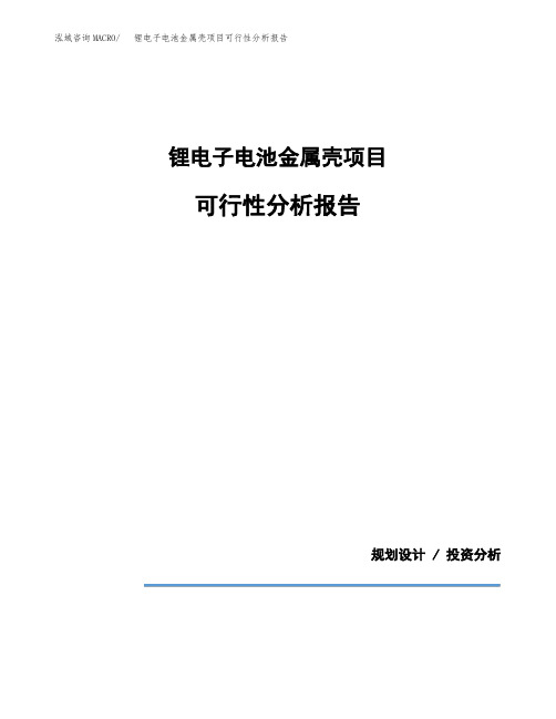 锂电子电池金属壳项目可行性分析报告(模板参考范文)