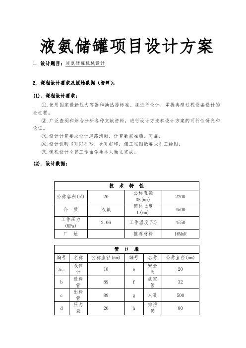 液氨储罐项目设计方案