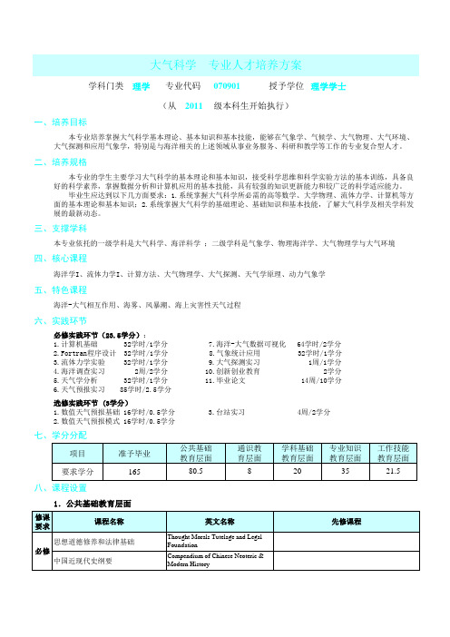 中国海洋大学大气科学本科人才培养方案