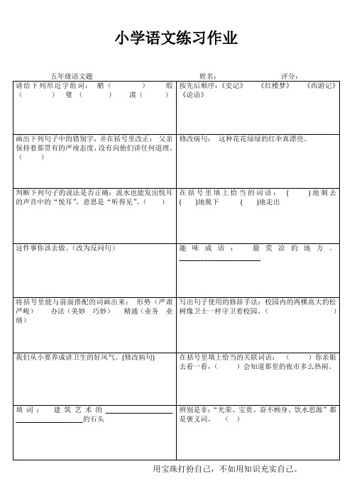 小学五年级语文精作细练I (2)