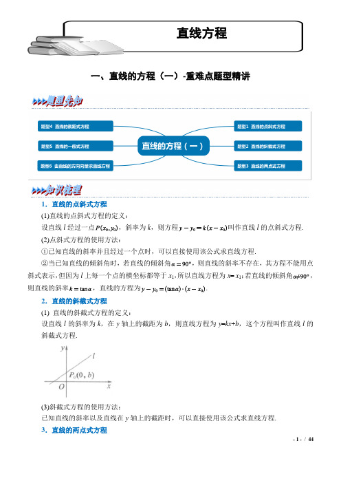 直线方程(人教A版2019选择性必修第一册)(解析版)