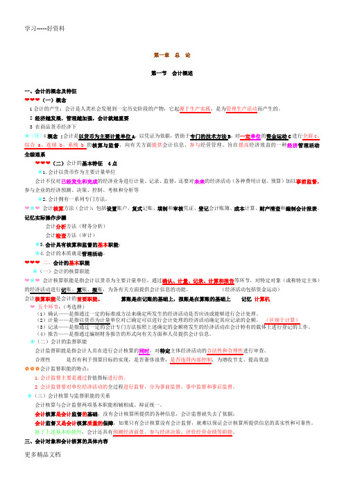 最新江西省会计从业基础会计第一章-第九章重点Suuu