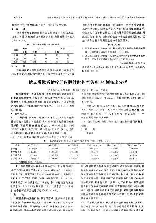 糖皮质激素治疗肝内胆汁淤积型黄疸38例临床分析