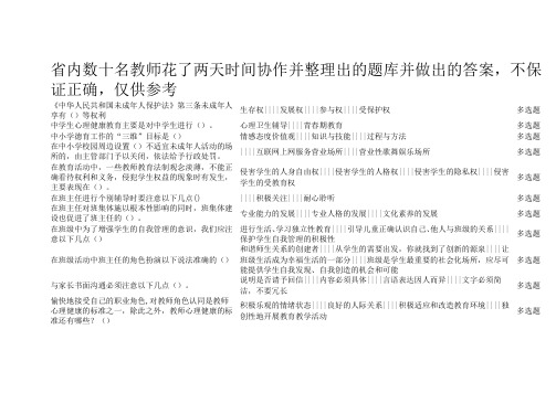 2015年江苏省班主任网络考试试题及部分答案3