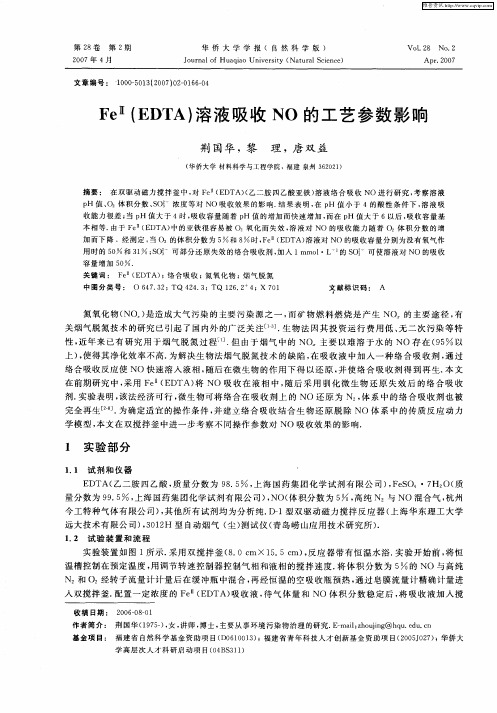 Fe Ⅱ(EDTA)溶液吸收NO的工艺参数影响