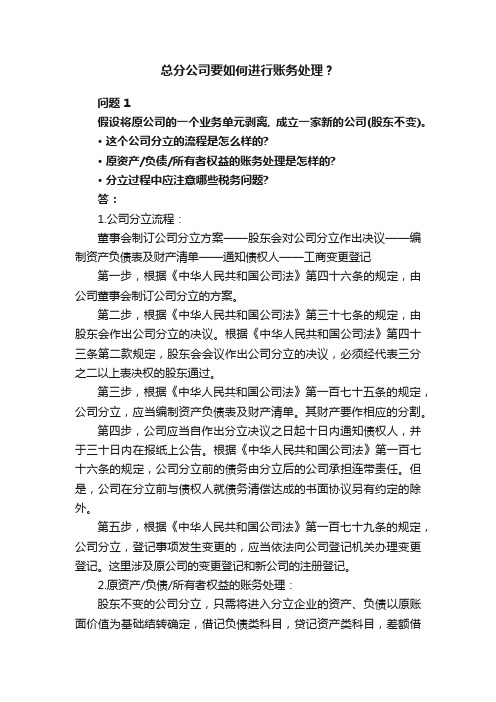 总分公司要如何进行账务处理？