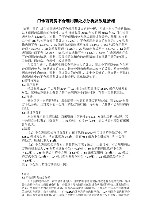 门诊西药房不合理用药处方分析及改进措施