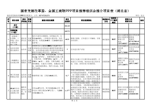 发改委与全国工商联推介的湖北PPP项目