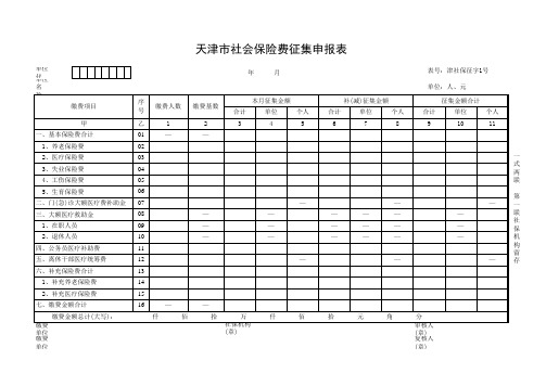 天津市社会保险费征集申报表(津社保征字1号)