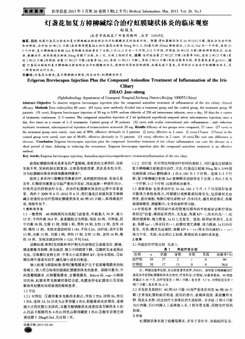 灯盏花加复方樟柳碱综合治疗虹膜睫状体炎的临床观察