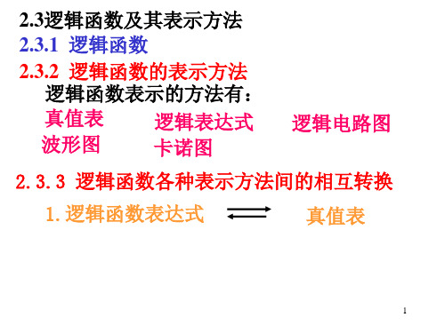 2.5 逻辑函数表达式的形式 2.6 逻辑函数的化简方法