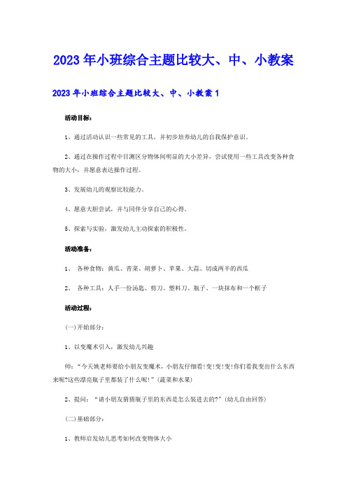 2023年小班综合主题比较大、中、小教案