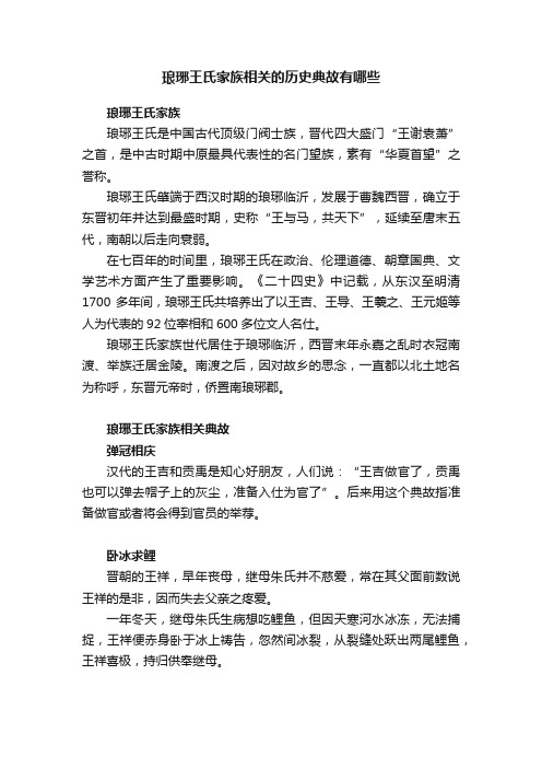 琅琊王氏家族相关的历史典故有哪些