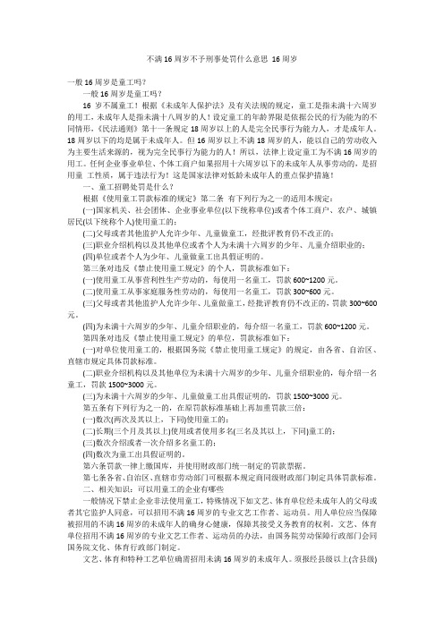 不满16周岁不予刑事处罚什么意思16周岁