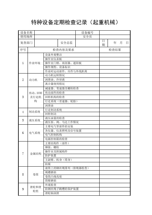 起重机械定期检查记录