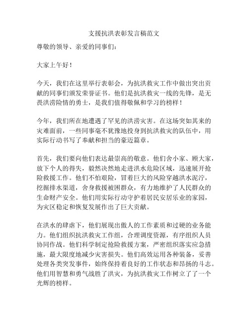 支援抗洪表彰发言稿范文